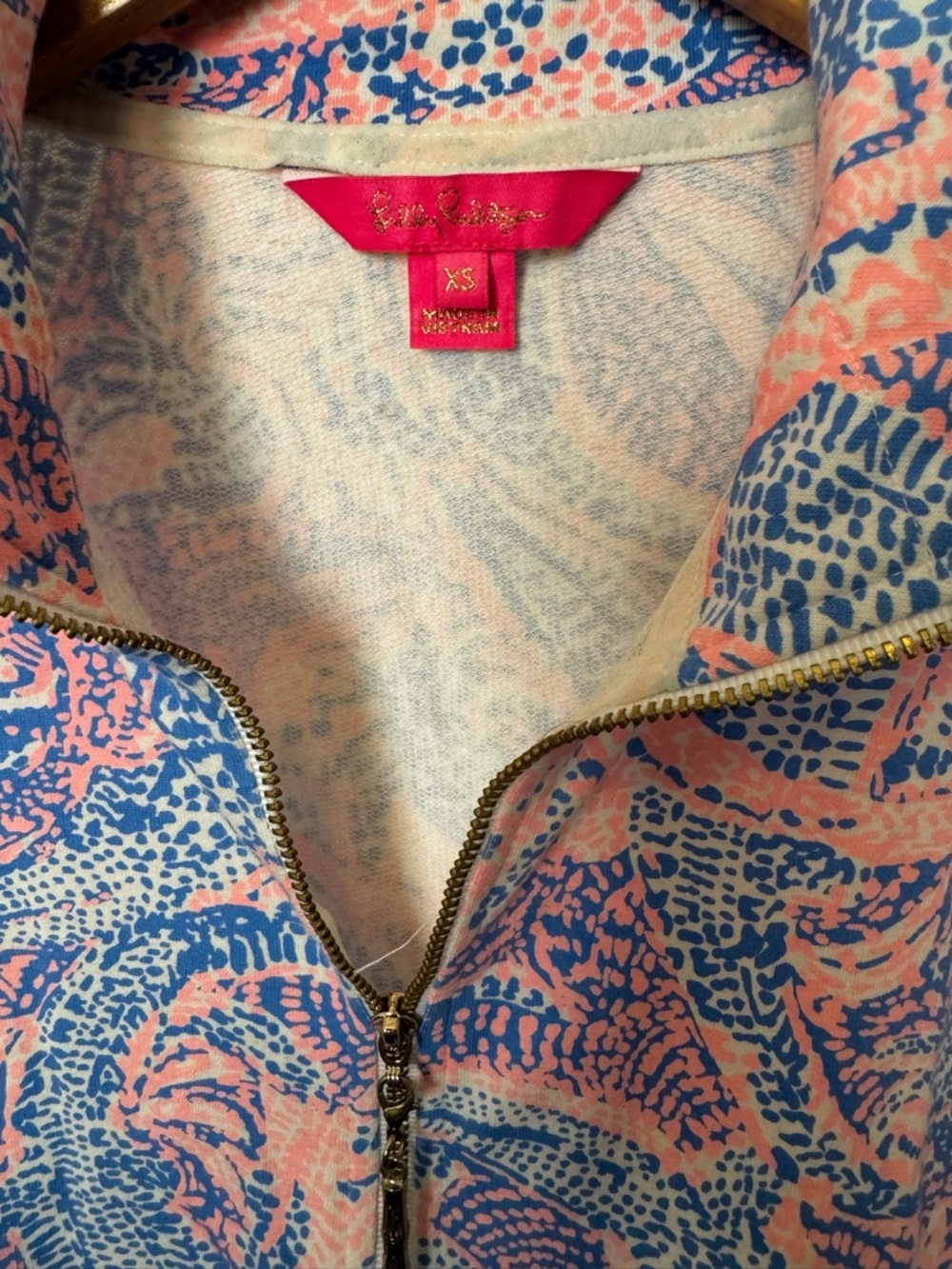 Lilly Pulitzer Pink and Blue Paisley Zip Pullover - Picture 3 of 6